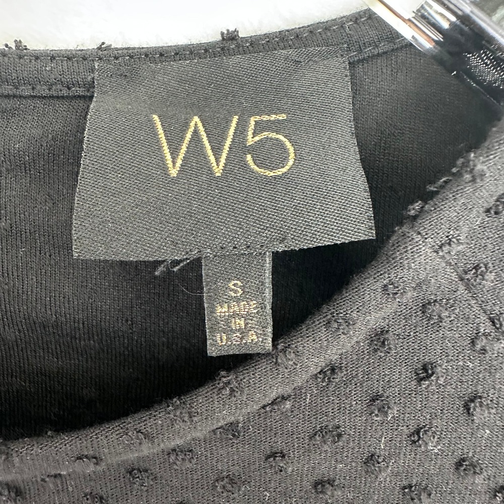 W5 Black Textured Dot Bell Sleeve Zipper Back Top Blouse Size S - Picture 5 of 13
